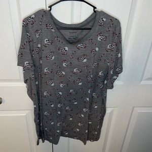 Torrid Classic Tee Christmas Skull & Candy Cane Print Sz 3X